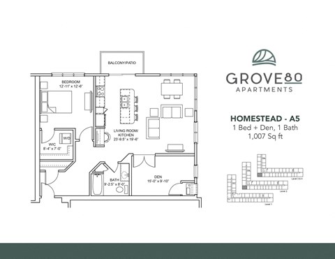 Homestead - A5 Floor Plan at Grove80 Apartments, Minnesota, 55016